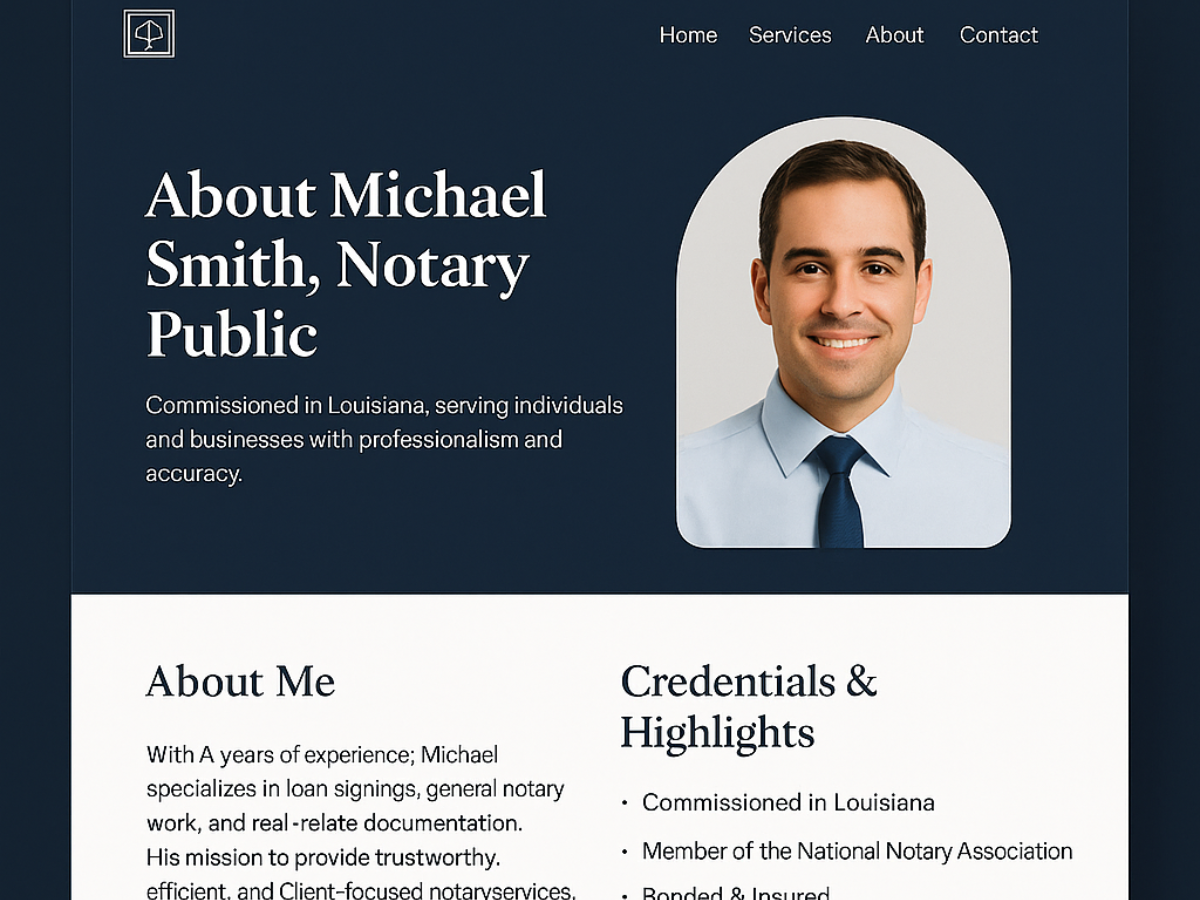 Sample Notary Website Mockup
